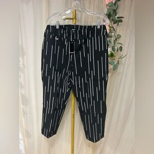 Premise Studio Black White Abstract Stripe Ankle Pants Size L NWT
